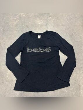 Vintage Y2K Rhinestone Bebe Long Sleeve Top 
Made in USA Paper Tag